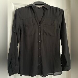 Express Black Button-Front Blouse